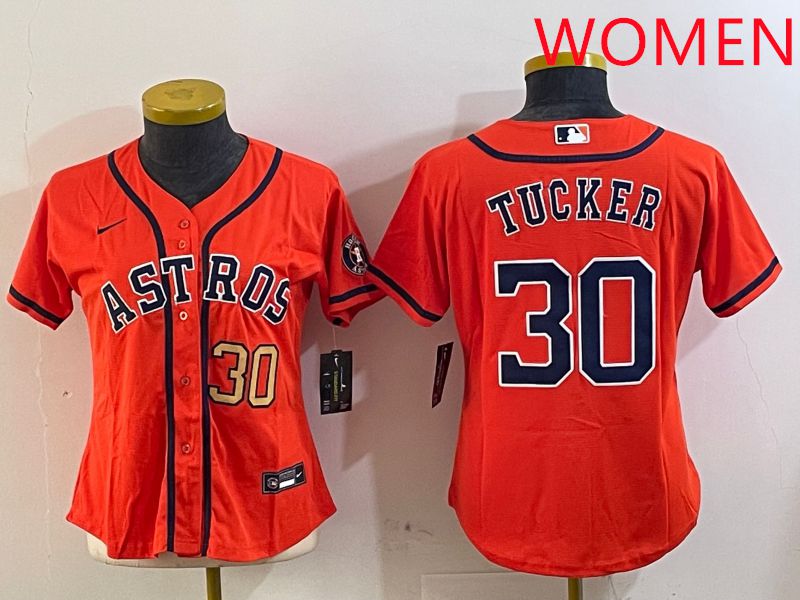 Women Houston Astros #30 Tucker Orange Game 2025 Nike MLB Jersey style 4